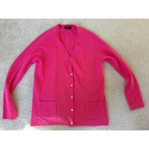 Land's End 100% Cashmere V Neck Cardigan Size M Rose Pink